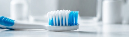 Toothbrushes on a bathroom counter