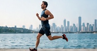 A runner on a waterfront path